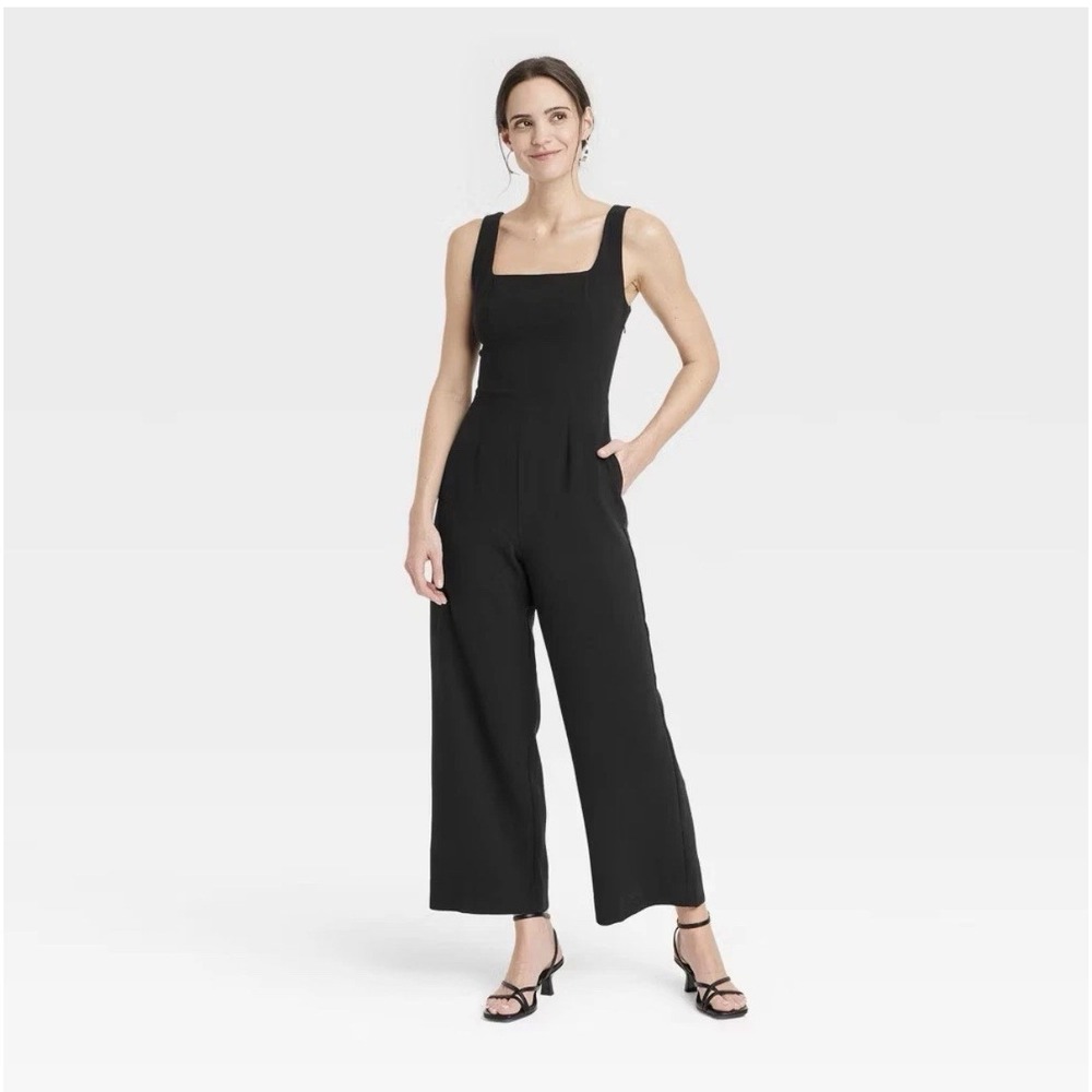 A New Day Women Maxi Jumpsuit Straight Leg Sleeveless Stretchy Jumpsuit Large
